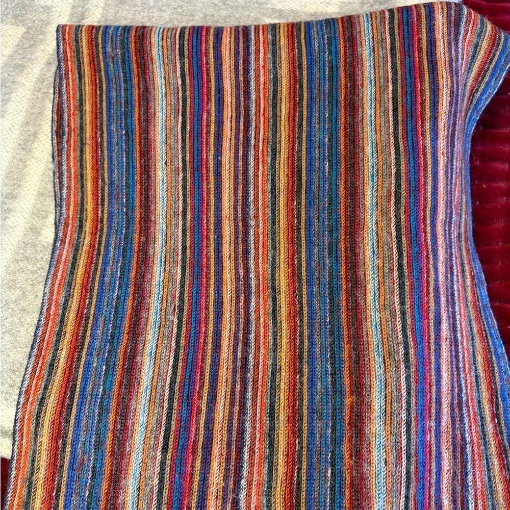 100% wool scarf, men, woman, unisex, multicoloured stripes, like new! - Picture 4 of 7